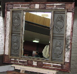 Custom Mirror - Birch Bark and Antique Tin Frame