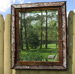 Custom Mirror - Lichen Stiched With Barn Wood Frame