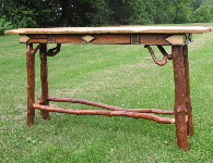 Adirondack Furniture - Sofa Table With Leather and Sticks