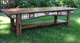 Custom Adirondack Furniture - Coffee Table With Antique Top